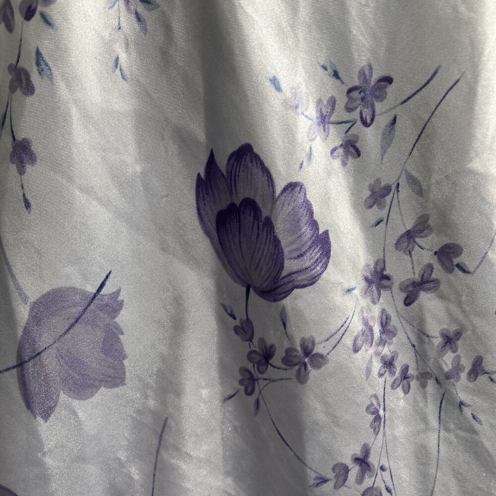 Vintage Talbot's White Purple Floral Satin Nightgown Size Petite L Dainty Demure - Picture 10 of 10